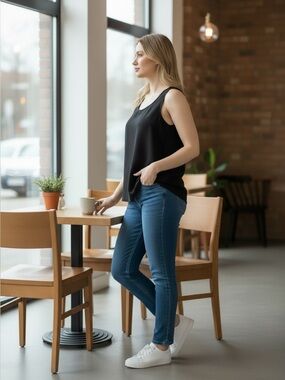 Vince Camuto Black Lace-Accent Tank | XS | Romantic | Boho | Gothic